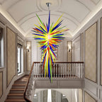 Large Murano Style Blown Glass Chandelier - Colorful Icicle Spikes Ceiling Light - D40" x H96" - BeyPan