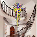 Large Murano Style Blown Glass Chandelier - Colorful Icicle Spikes Ceiling Light - D40" x H96" - BeyPan