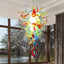 Long Spiral Murano Style Blown Glass Chandelier - Vibrant Abstract Art Lighting D28"xH48" - BeyPan