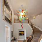 Long Spiral Murano Style Blown Glass Chandelier - Vibrant Abstract Art Lighting D28"xH48" - BeyPan