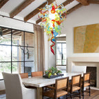 Long Spiral Murano Style Blown Glass Chandelier - Vibrant Abstract Art Lighting D28"xH48" - BeyPan