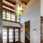 Long Spiral Murano Style Blown Glass Chandelier - Vibrant Abstract Art Lighting D28"xH48" - BeyPan