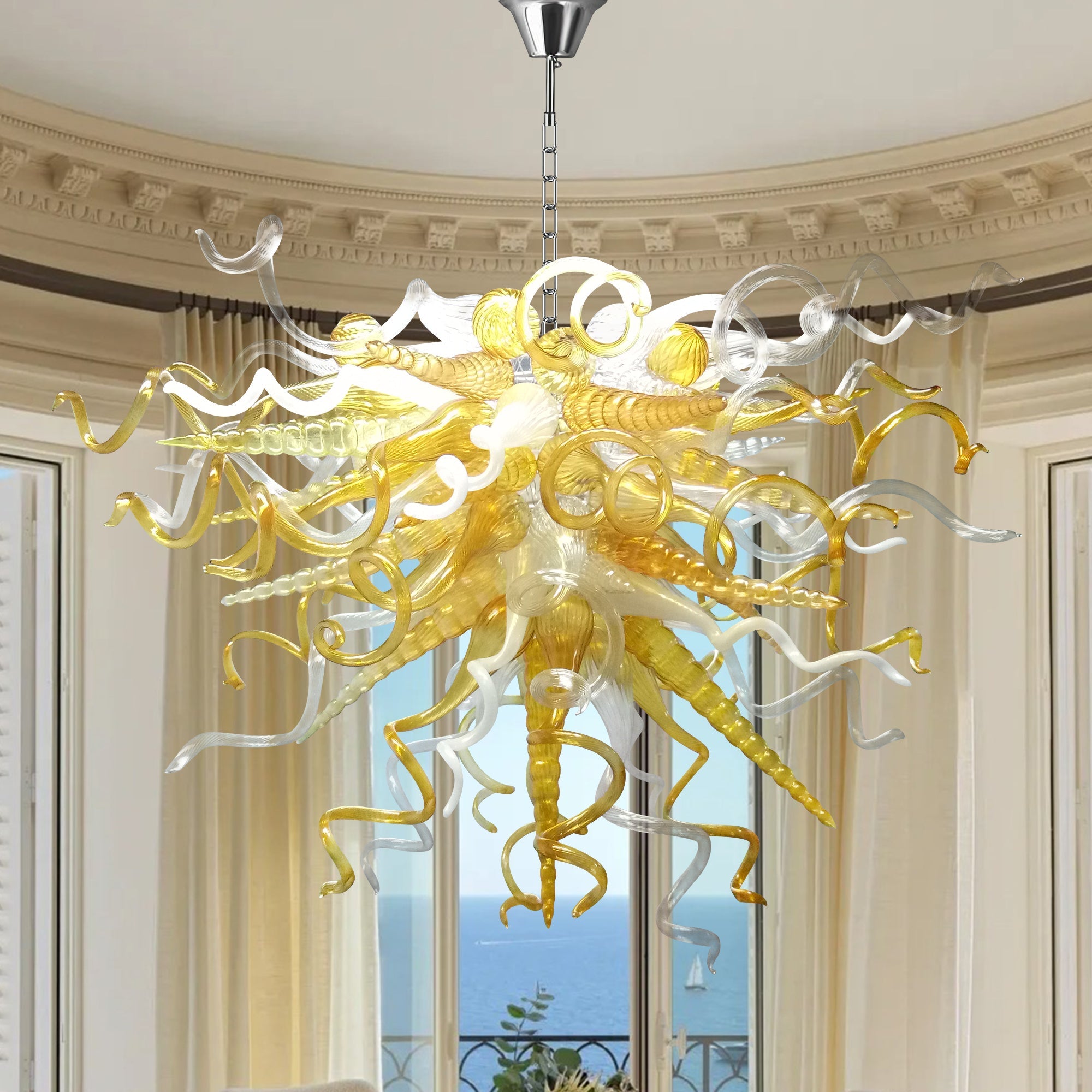 Luxury Blown Murano Glass Chandelier - Modern Amber Lighting - BeyPan Hauptbild