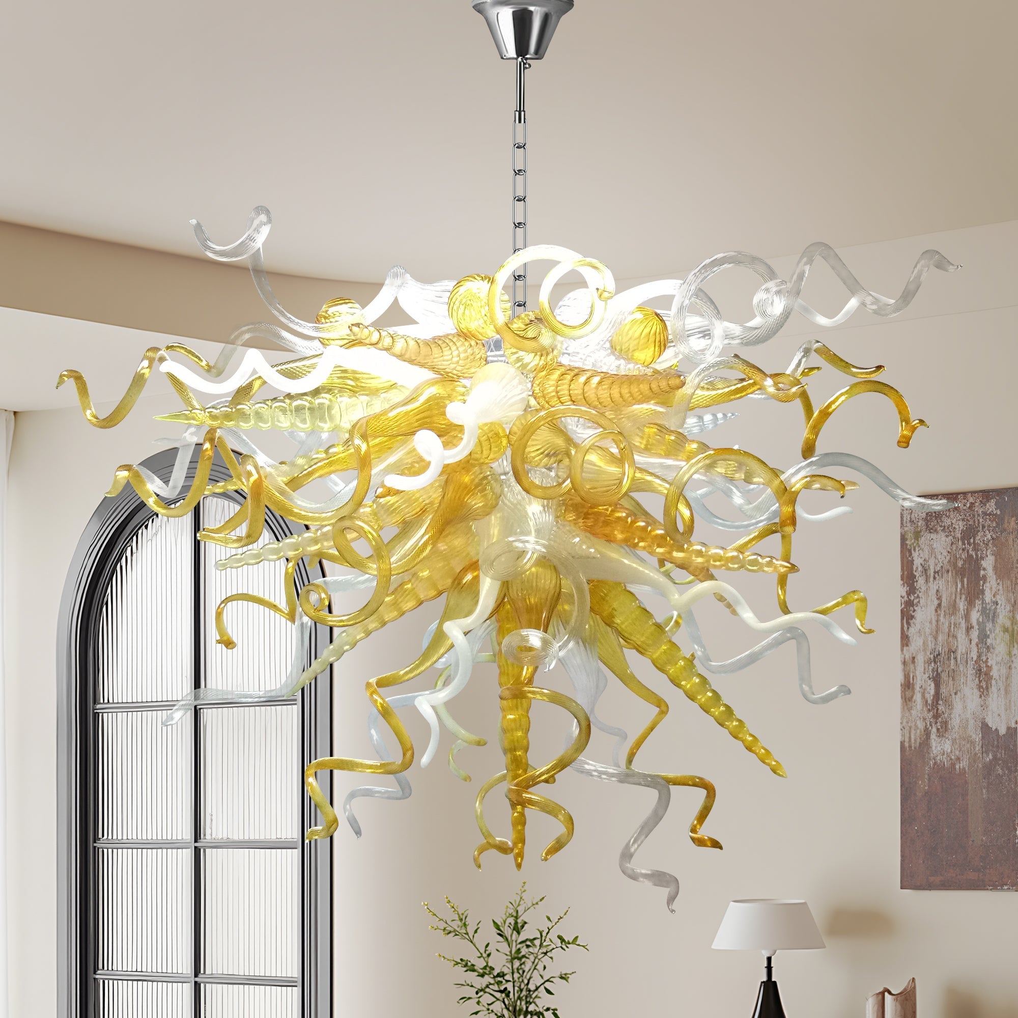 Luxury Blown Murano Glass Chandelier - Modern Amber Lighting Zweitbild