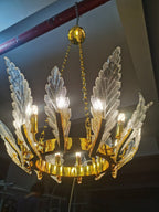 Luxury Glass Leaf Chandelier Gold Frame - BeyPan