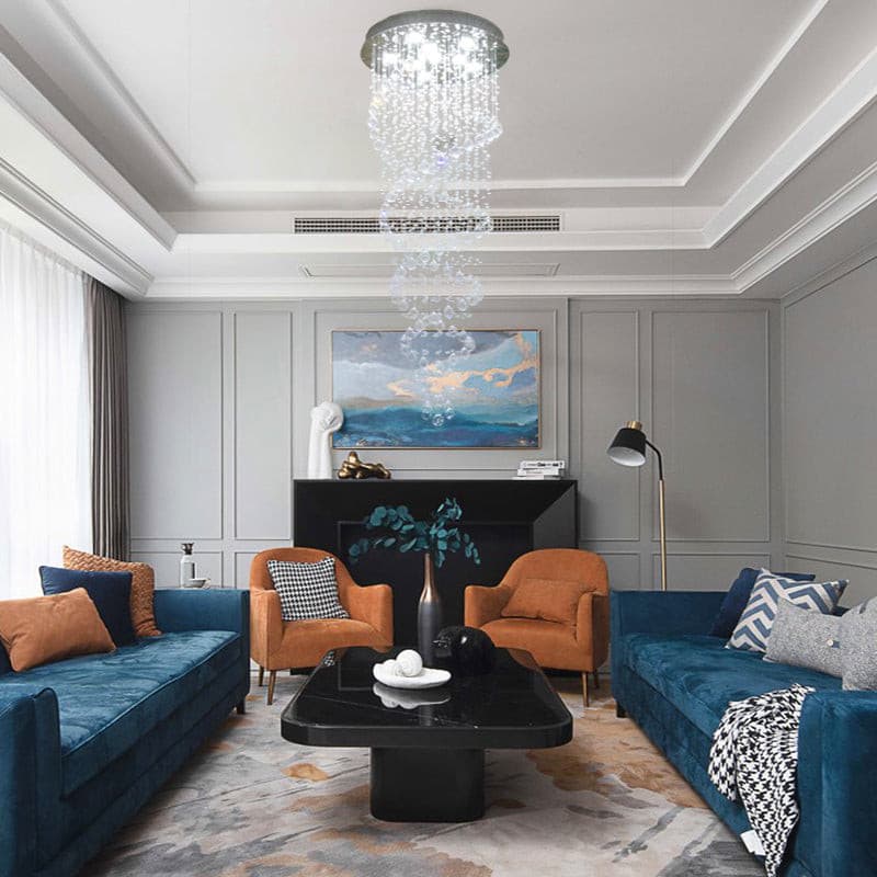 Luxury Modern Chandelier Stainless Steel Canopy Crystal Pendants Drops - BeyPan