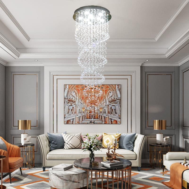 Luxury Modern Chandelier Stainless Steel Canopy Crystal Pendants Drops - BeyPan