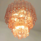 Madeleine Pink Murano-Style Tiered Glass Tube Chandelier - BeyPan