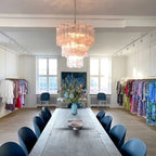 Madeleine Pink Murano-Style Tiered Glass Tube Chandelier - BeyPan