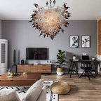 Medusa Inspired Artisan Glass Chandelier - Modern Hand-Blown Smoky Coffee and White - BeyPan