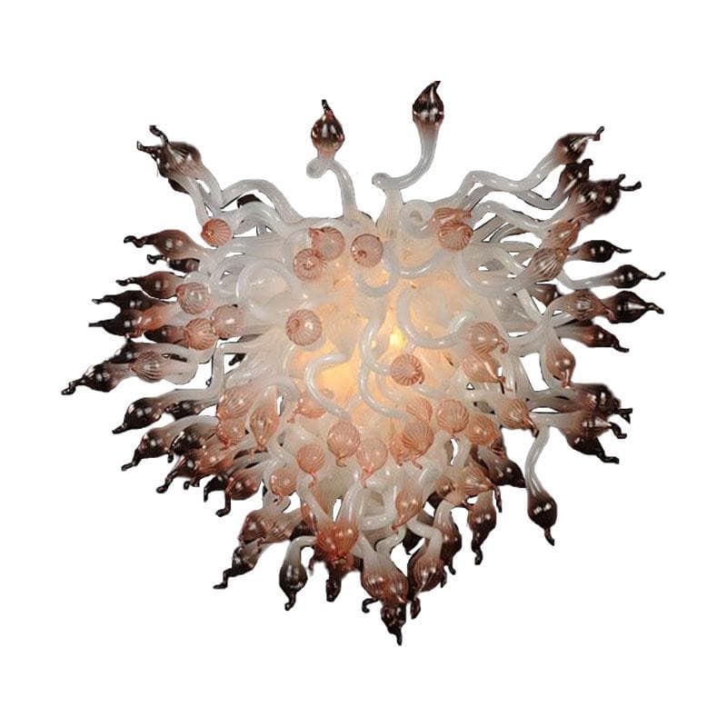 Medusa Inspired Artisan Glass Chandelier - Modern Hand-Blown Smoky Coffee and White - BeyPan