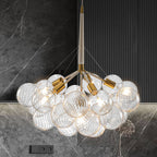 Mid Century Bubbles Chandelier Clear Swirled Texture Glass Ball - BeyPan