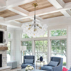 Mid Century Bubbles Chandelier Clear Swirled Texture Glass Ball - BeyPan
