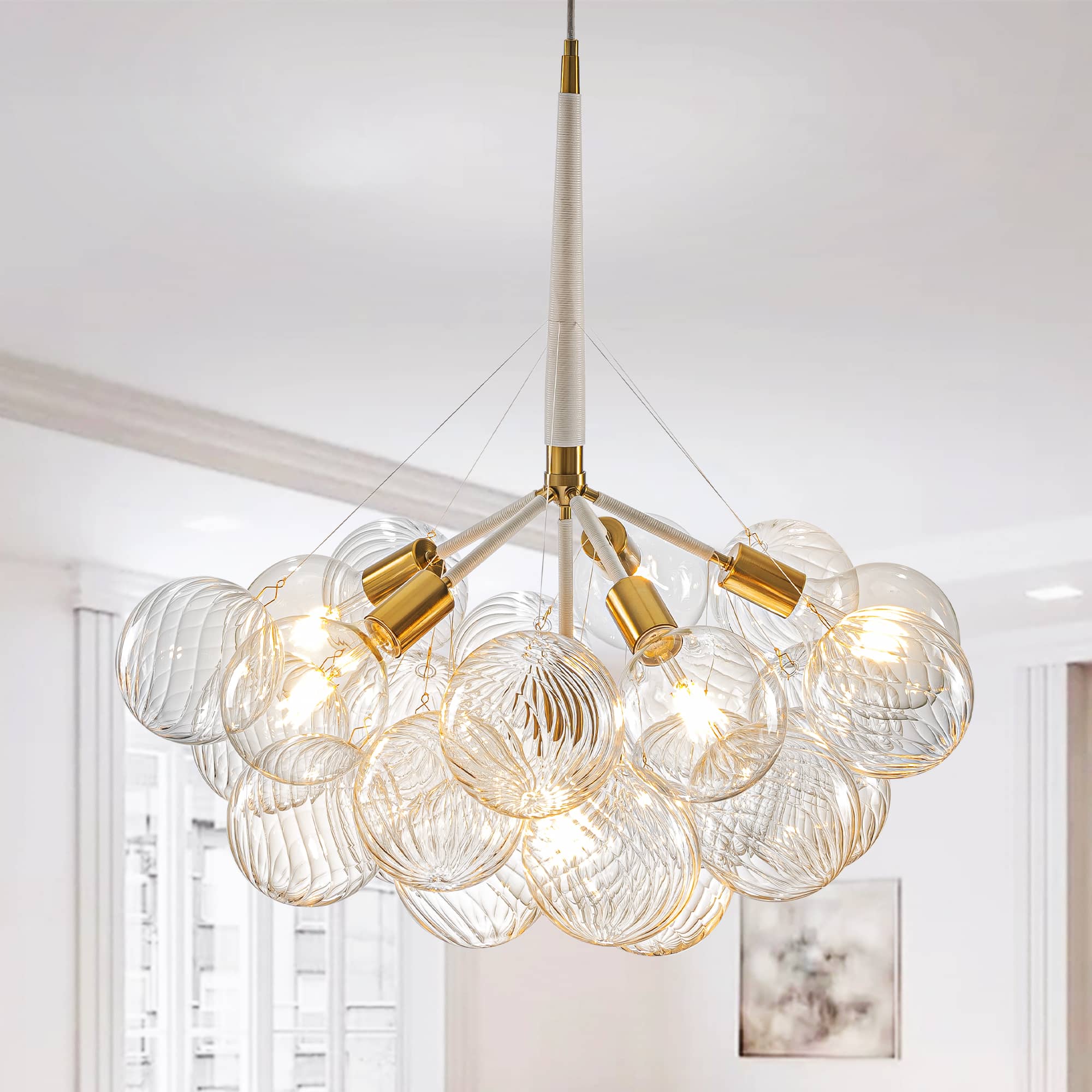 Mid Century Bubbles Chandelier Clear Swirled Texture Glass Ball Zweitbild