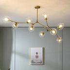 Mid-Century Modern Linear Tree Branch Chandelier - Rotatable LED with Gradient Glass - BeyPan