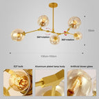 Mid-Century Modern Linear Tree Branch Chandelier - Rotatable LED with Gradient Glass - BeyPan