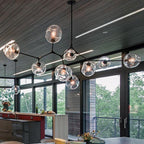 Mid-Century Modern Linear Tree Branch Chandelier - Rotatable LED with Gradient Glass - BeyPan