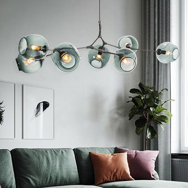 Mid-Century Modern Linear Tree Branch Chandelier - Rotatable LED with Gradient Glass Zweitbild