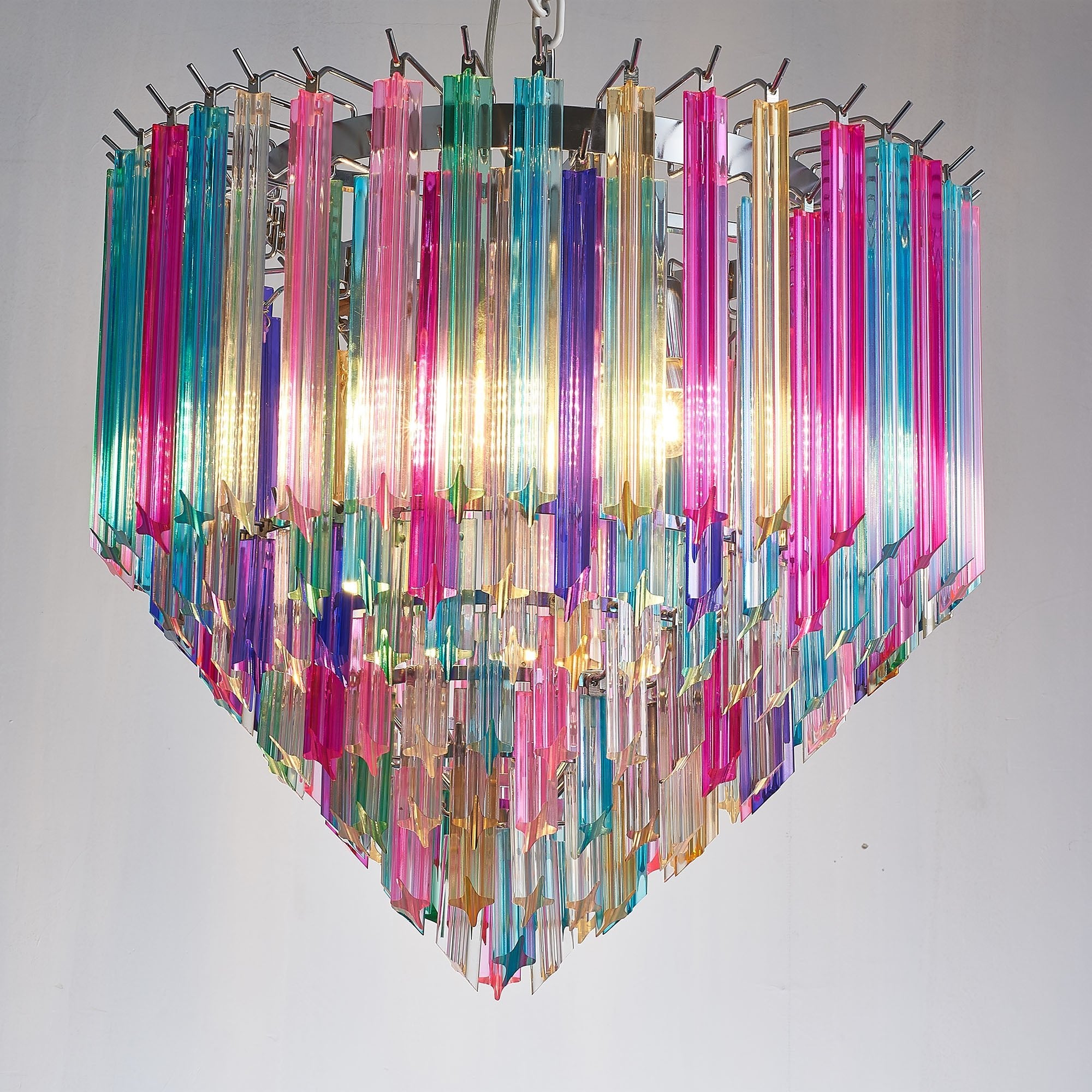 Mid Century Multi-colors Rainbow Glass Prisms Towered Chandelier Zweitbild