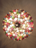 Mid Century Multi-colors Rainbow Glass Prisms Towered Chandelier - BeyPan