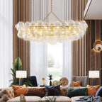 Mid Century Rectangular Bubbles Chandelier Clear Ball Swirled Texture - BeyPan