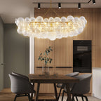 Mid Century Rectangular Bubbles Chandelier Clear Ball Swirled Texture - BeyPan