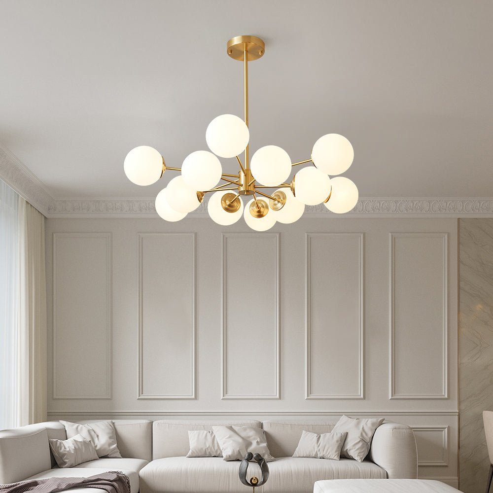 Mid Century Sputnik Chandelier Frosted Opal Glass Balls - BeyPan