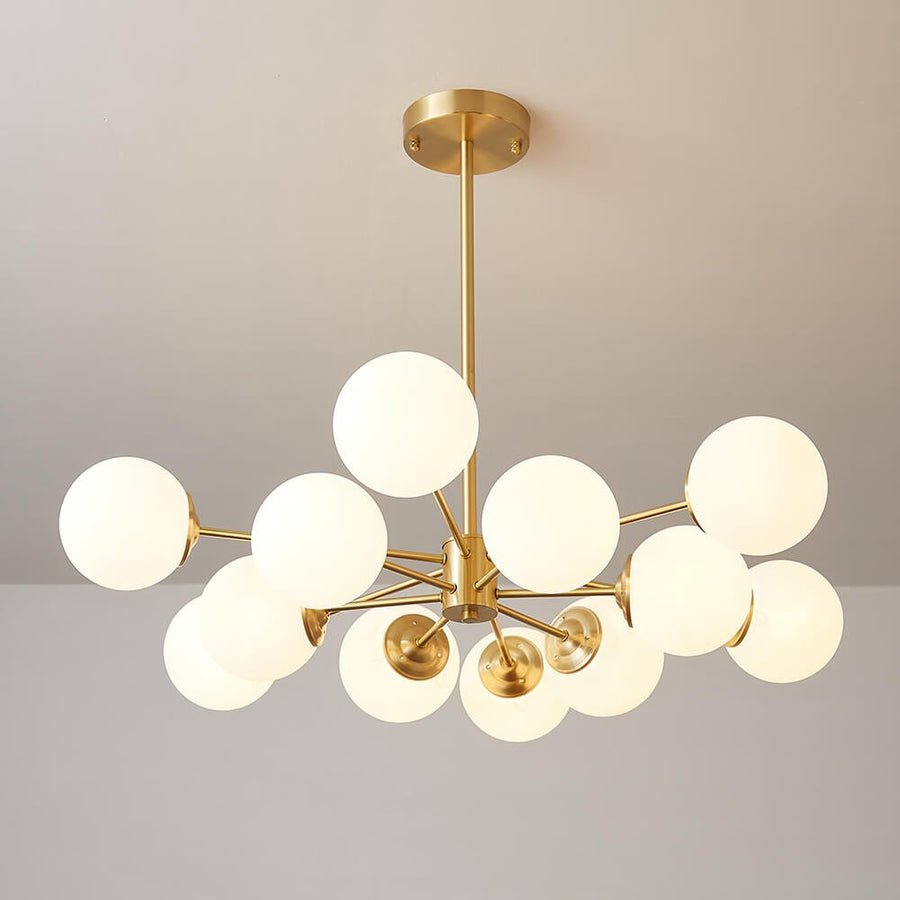 Mid Century Sputnik Chandelier Frosted Opal Glass Balls - BeyPan Hauptbild