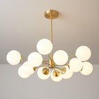 Mid Century Sputnik Chandelier Frosted Opal Glass Balls - BeyPan