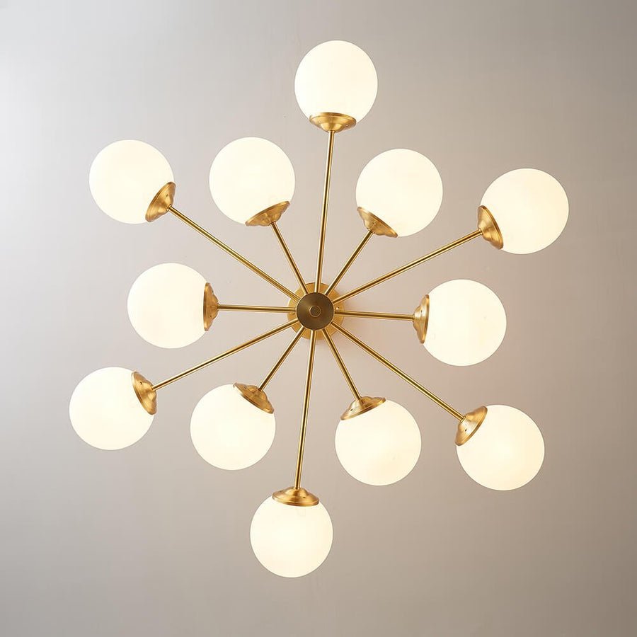 Mid Century Sputnik Chandelier Frosted Opal Glass Balls - BeyPan