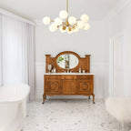 Mid Century Sputnik Chandelier Frosted Opal Glass Balls - BeyPan