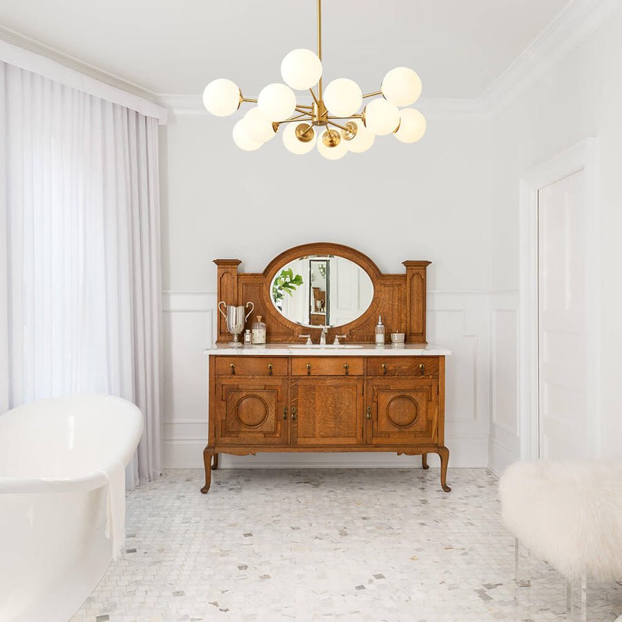 Mid Century Sputnik Chandelier Frosted Opal Glass Balls - BeyPan