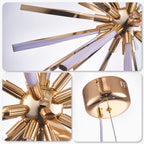 Mid-Century Starburst Chandelier Twisted Metal Tubes White Lamp Shade - BeyPan
