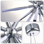 Mid-Century Starburst Chandelier Twisted Metal Tubes White Lamp Shade - BeyPan