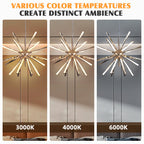 Mid-Century Starburst Chandelier Twisted Metal Tubes White Lamp Shade - BeyPan
