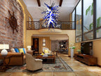 Midnight Nebula Artisan Blown Glass Chandelier - Blue, Black, and White - BeyPan