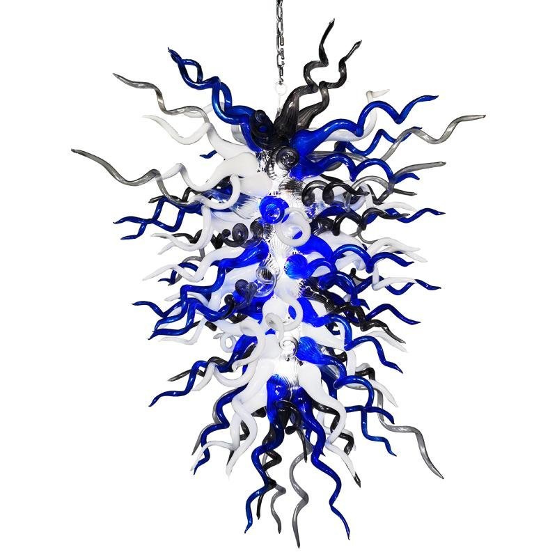Midnight Nebula Artisan Blown Glass Chandelier - Blue, Black, and White Zweitbild