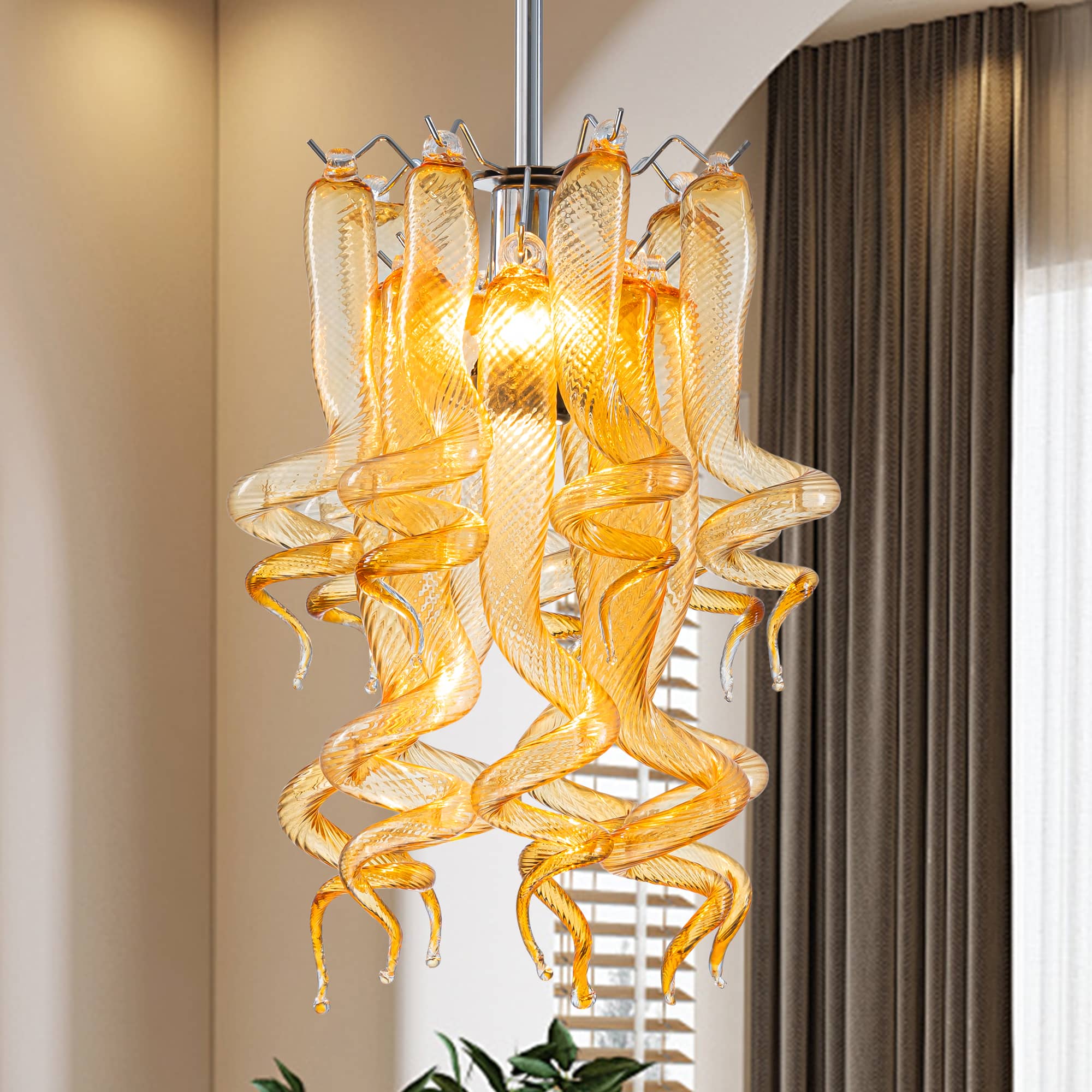 Miniature Designed Murano Style Amber Blown Glass Pendant Zweitbild