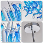 Miniature Designed Murano Style Glass Blue And White Pendant - BeyPan