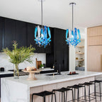 Miniature Designed Murano Style Glass Blue And White Pendant - BeyPan
