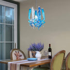 Miniature Designed Murano Style Glass Blue And White Pendant - BeyPan