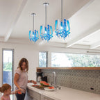 Miniature Designed Murano Style Glass Blue And White Pendant - BeyPan