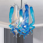 Miniature Designed Murano Style Glass Blue And White Pendant - BeyPan