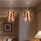 Miniature Designed Murano Style Glass Chandelier White Red And Brown Pendants - BeyPan