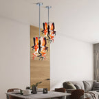 Miniature Designed Murano Style Glass Chandelier White Red And Brown Pendants - BeyPan