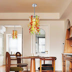 Miniature Designed Murano Style Green Red And Amber Glass Pendants - BeyPan