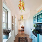 Miniature Designed Murano Style Green Red And Amber Glass Pendants - BeyPan