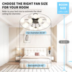 Modern 12-Light Black Globe Chandelier Fan with Remote - BeyPan