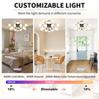 Modern 12-Light Black Globe Chandelier Fan with Remote - BeyPan