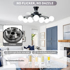 Modern 12-Light Black Globe Chandelier Fan with Remote - BeyPan